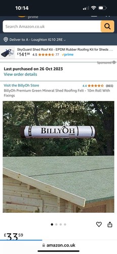 Roof felt for sheds - roof,
